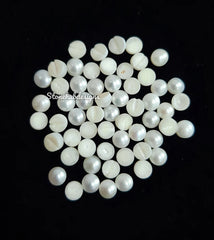 3MM, 4MM, 5MM Natural Fresh Water White Pearl Round Cabochon Gemstone, AAA White Pearl Round Flat back Cabochon Loose stone For Jewelry