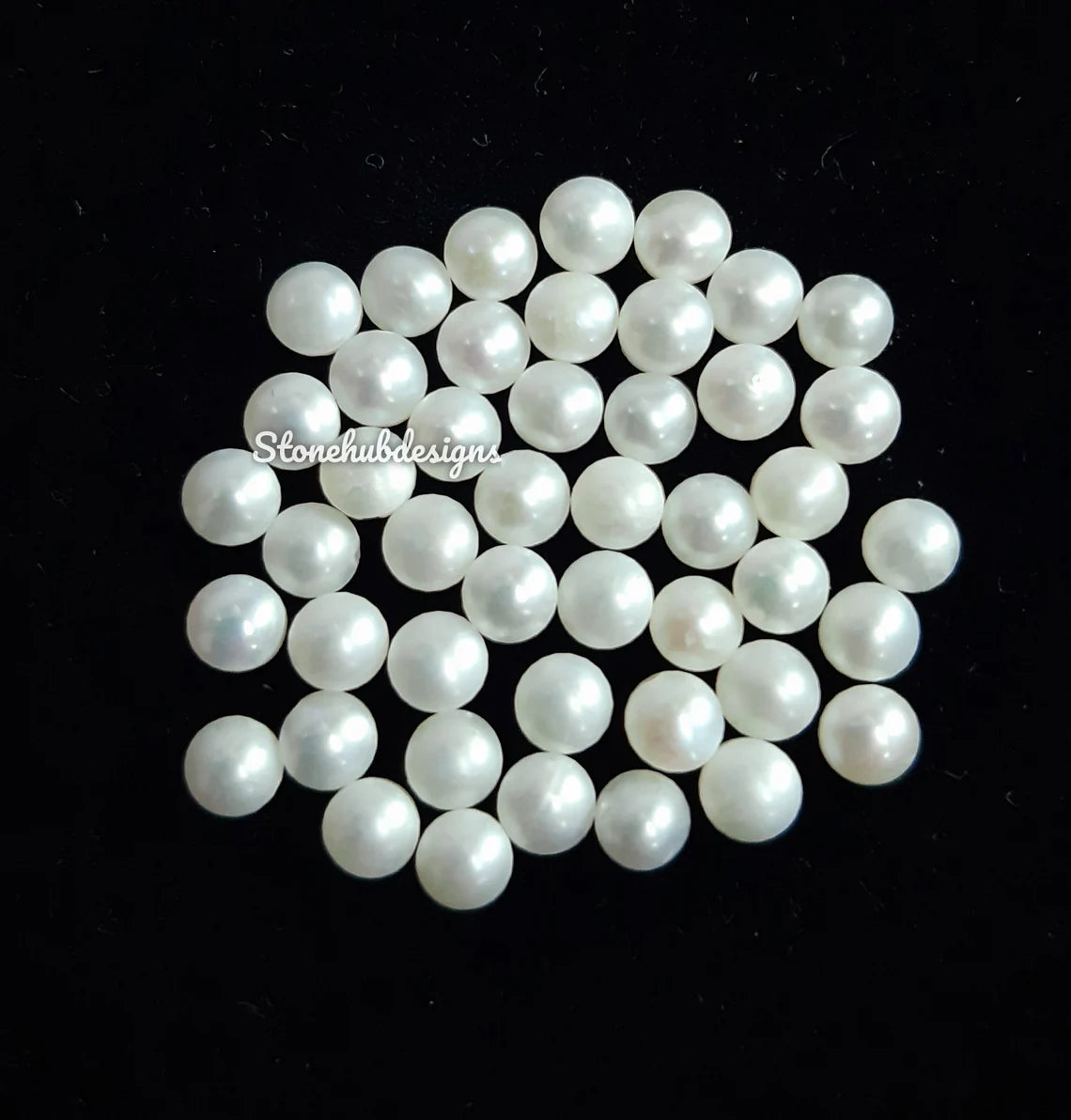 3MM, 4MM, 5MM Natural Fresh Water White Pearl Round Cabochon Gemstone, AAA White Pearl Round Flat back Cabochon Loose stone For Jewelry