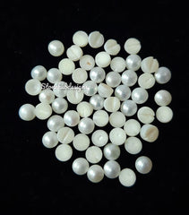 3MM, 4MM, 5MM Natural Fresh Water White Pearl Round Cabochon Gemstone, AAA White Pearl Round Flat back Cabochon Loose stone For Jewelry