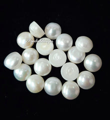 6MM, 7MM, 8MM Natural Fresh Water White Pearl Round Cabochon Gemstone, AAA White Pearl Round Flat back Cabochon Loose stone For Jewelry