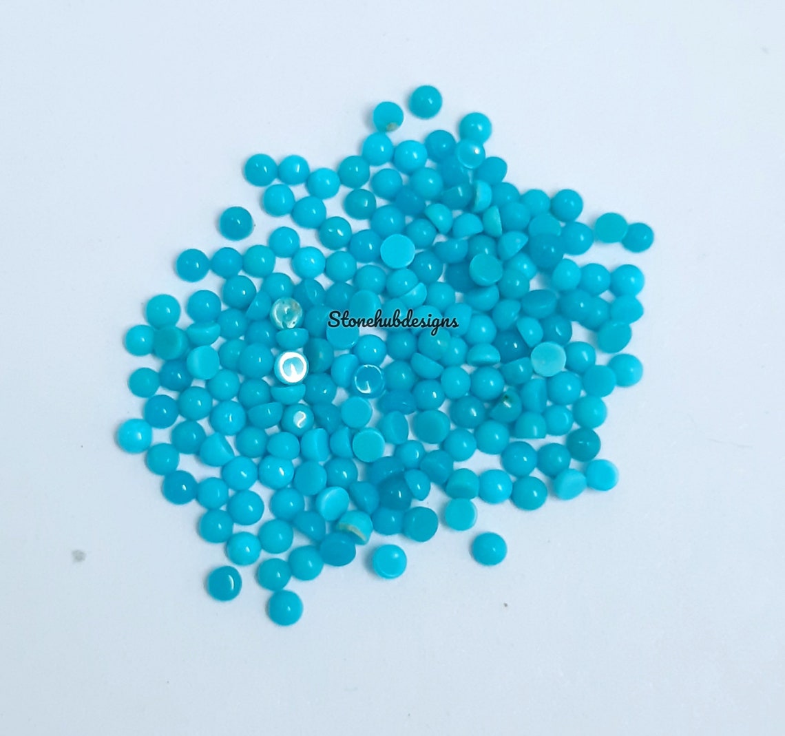 2MM, 2.25MM, 2.50MM, 2.75MM Natural Turquoise Cabochon Round Gemstone, AAA Sleeping beauty Turquoise Smooth Round Cabs for Fine Jewelry