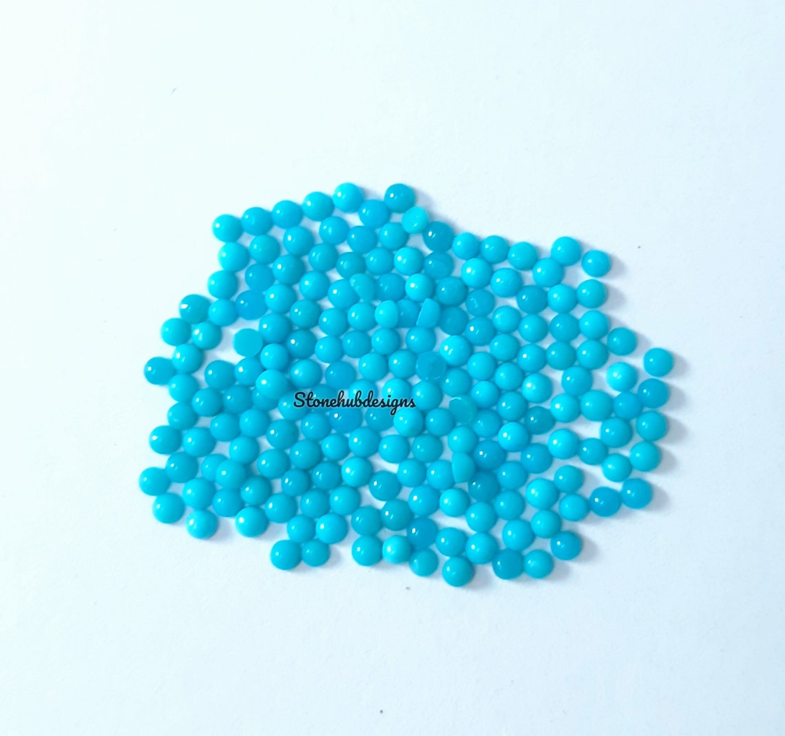 2MM, 2.25MM, 2.50MM, 2.75MM Natural Turquoise Cabochon Round Gemstone, AAA Sleeping beauty Turquoise Smooth Round Cabs for Fine Jewelry