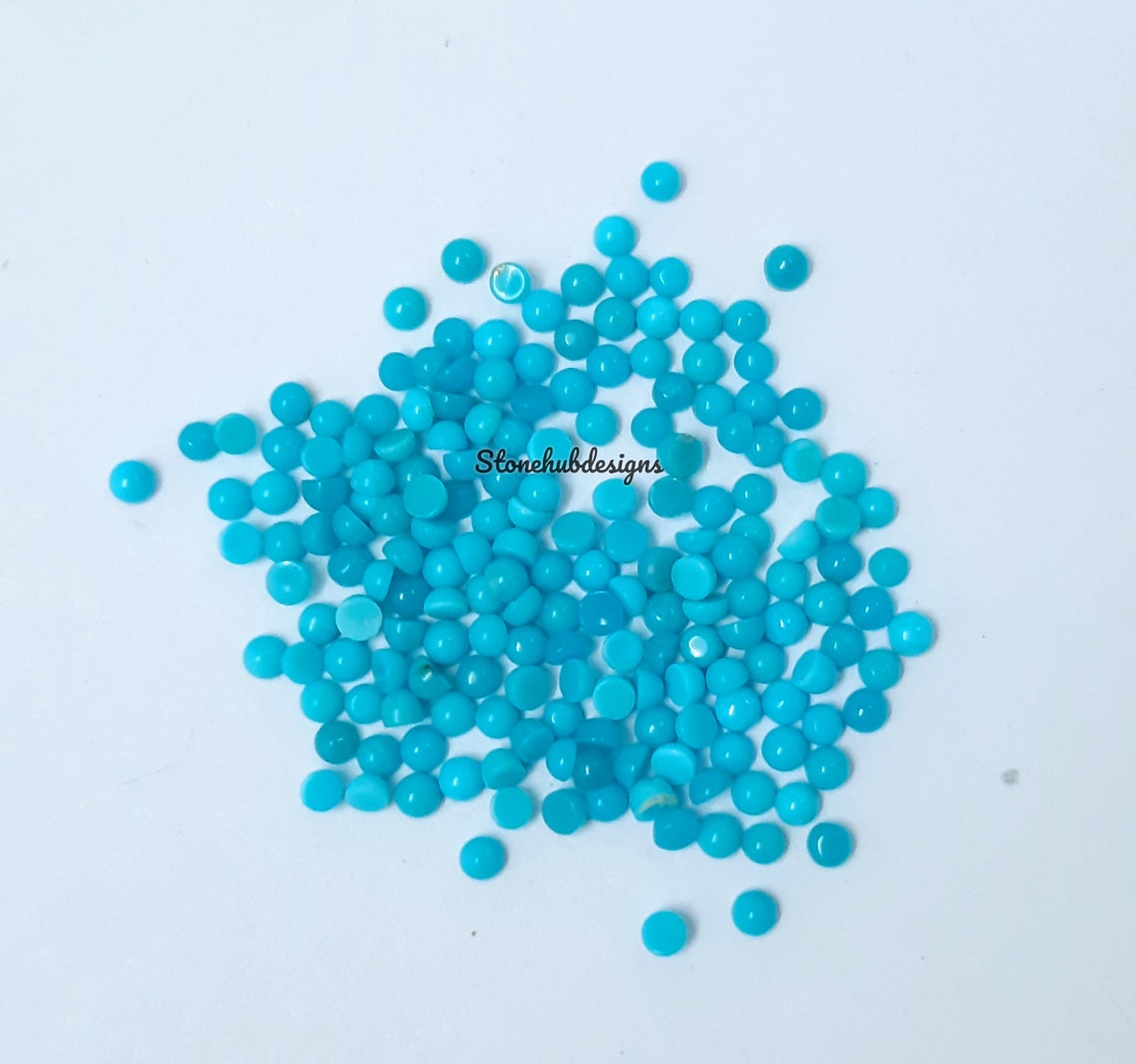 2MM, 2.25MM, 2.50MM, 2.75MM Natural Turquoise Cabochon Round Gemstone, AAA Sleeping beauty Turquoise Smooth Round Cabs for Fine Jewelry