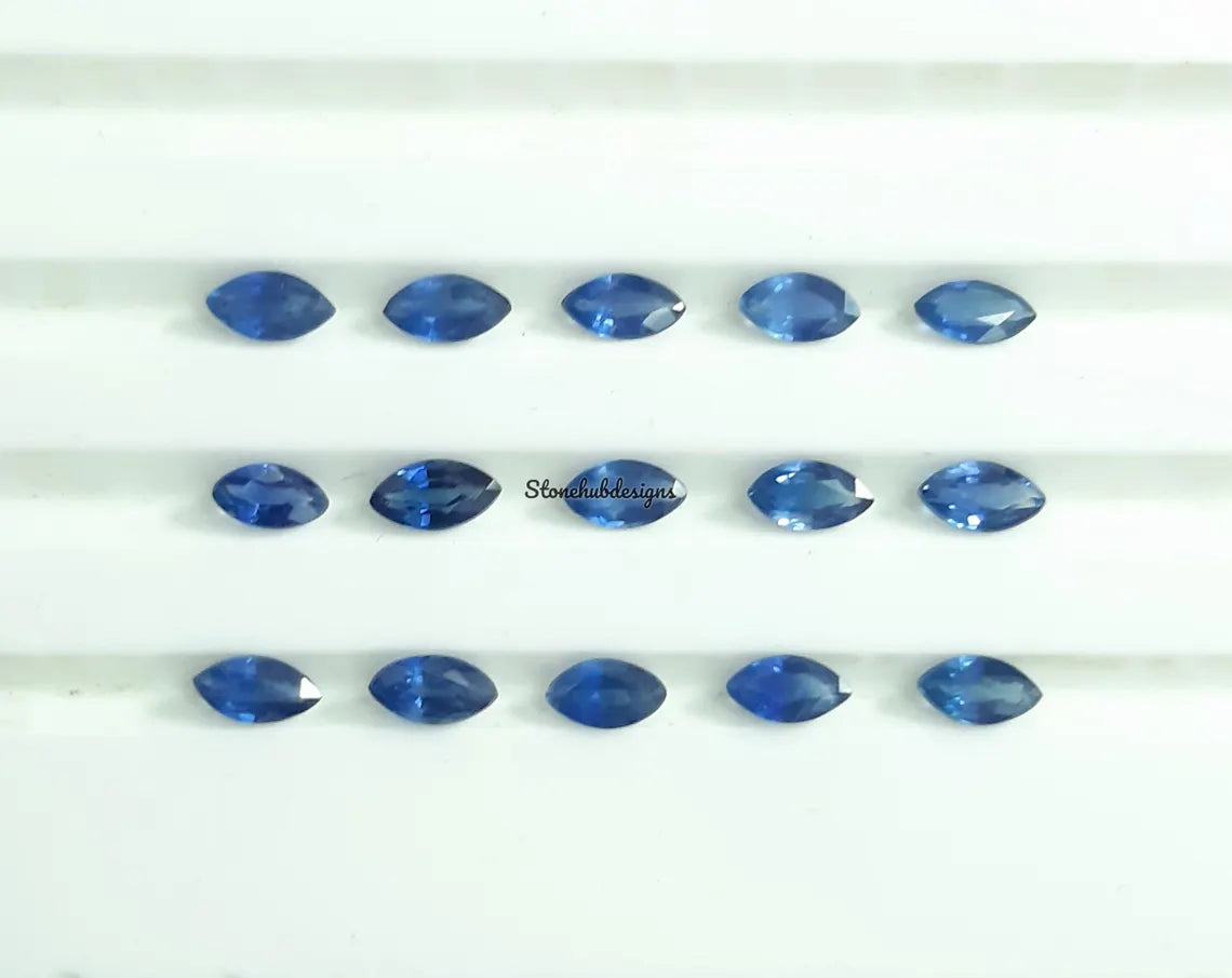 2x3.50MM, 2x4MM Natural Blue Sapphire faceted Marquise Cut Gemstone, AAA Blue Sapphire Faceted Marquise loose Calibrated Precious Gemstones