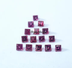 3MM, 4MM, 5MM Natural Rhodolite Garnet Faceted Square Cut Gemstone, AAA Pink Garnet faceted Square Loose Calibrated Stone for jewelry