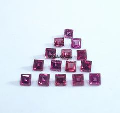 3MM, 4MM, 5MM Natural Rhodolite Garnet Faceted Square Cut Gemstone, AAA Pink Garnet faceted Square Loose Calibrated Stone for jewelry