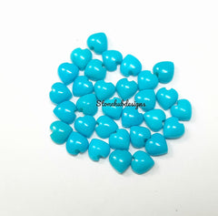 3MM, 4MM, 5MM, 6MM Natural Turquoise Cabochon Heart Gemstone, AAA Sleeping beauty Turquoise Smooth Heart Cabs for Fine Jewelry