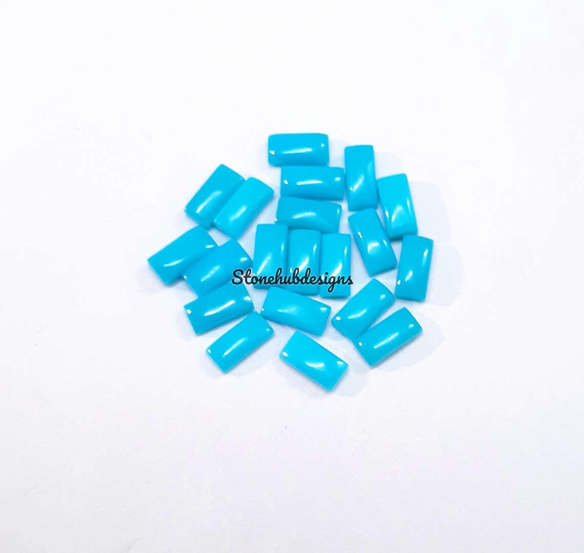2x4MM Natural Turquoise Cabochon Baguette Gemstone, AAA Sleeping Beauty Turquoise Smooth Baguette Flat Back Cabs for Jewelry