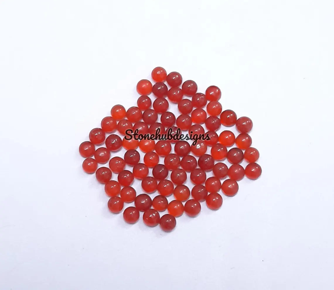 2MM, 2.50MM Natural RED ONYX Round Cabochon Gemstone, AAA Red Onyx Smooth Round Flat Back Cabochon Gemstone For Jewelry