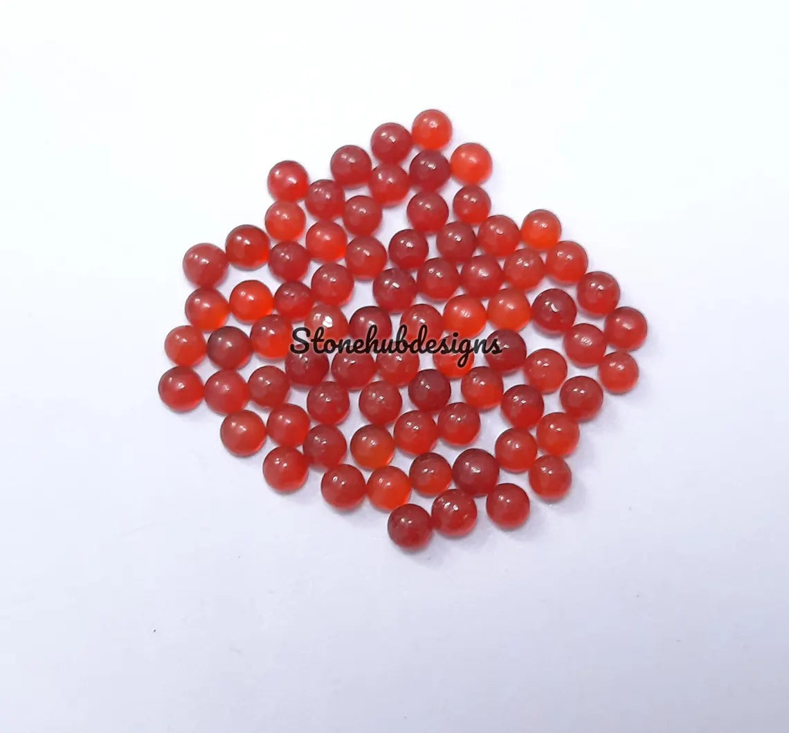 2MM, 2.50MM Natural RED ONYX Round Cabochon Gemstone, AAA Red Onyx Smooth Round Flat Back Cabochon Gemstone For Jewelry