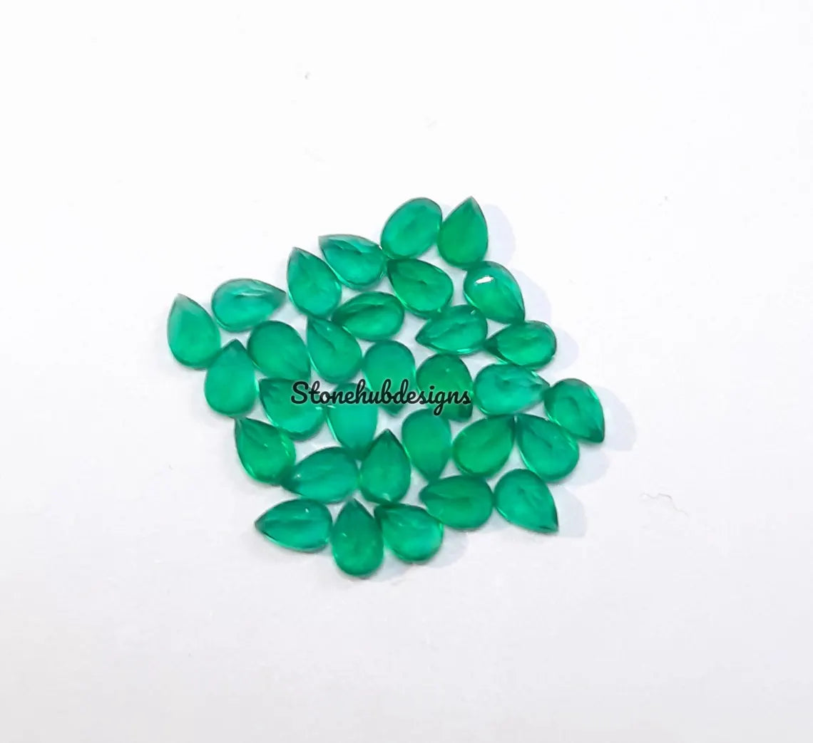 2x3MM, 3x4MM, 3x5MM Natural Green Onyx faceted Pear Cut Gemstone, AAA GREEN ONYX faceted Pear Loose Calibrated Cut For jewelry