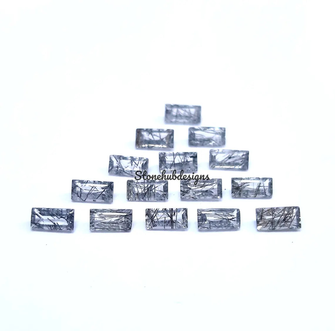 2x4MM, 2.5x5MM, 3x6MM Natural Black Rutilated Quartz Faceted Baguette Faceted Cut Stone, AAA Black Rutile faceted Baguette Cut For Jewelry