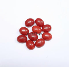 6x8MM, 7x9MM Natural Italian Coral Oval Cabochon Loose Gemstone, AAA Red Coral Smooth Oval Flat Back Cabochon Gemstone for jewelry
