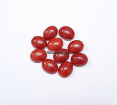 6x8MM, 7x9MM Natural Italian Coral Oval Cabochon Loose Gemstone, AAA Red Coral Smooth Oval Flat Back Cabochon Gemstone for jewelry