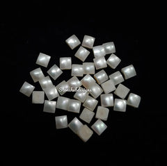 3MM, 4MM Natural Fresh Water White Pearl Square Cabochon Gemstone, AAA White Pearl Square Flat back Cabochon Loose Stone For Jewelry