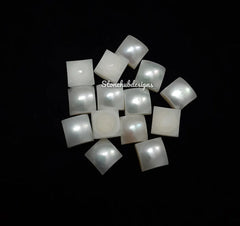 5MM, 6MM Natural Fresh Water White Pearl Square Cabochon Gemstone, AAA White Pearl Square Flat back Cabochon Loose Stone For Jewelry