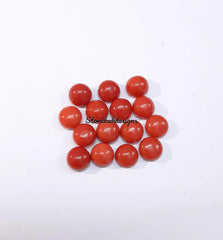 6MM, 7MM, 8MM Natural Coral Round Cabochon Loose Gemstone, AAA 100% Italian Coral Smooth Round Flat Back Cabochon stone for jewelry