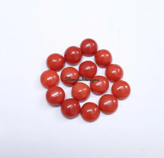6MM, 7MM, 8MM Natural Coral Round Cabochon Loose Gemstone, AAA 100% Italian Coral Smooth Round Flat Back Cabochon stone for jewelry