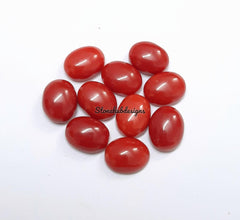 6x8MM, 7x9MM Natural Italian Coral Oval Cabochon Loose Gemstone, AAA Red Coral Smooth Oval Flat Back Cabochon Gemstone for jewelry