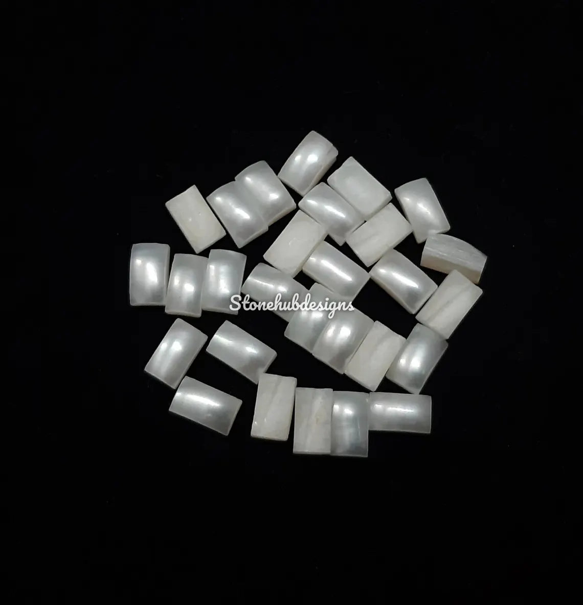 3x5MM, 4x6MM Natural Fresh Water White Pearl Octagon Cabochon Gemstone, AAA White Pearl Octagon Cabochon Loose stone For Jewelry