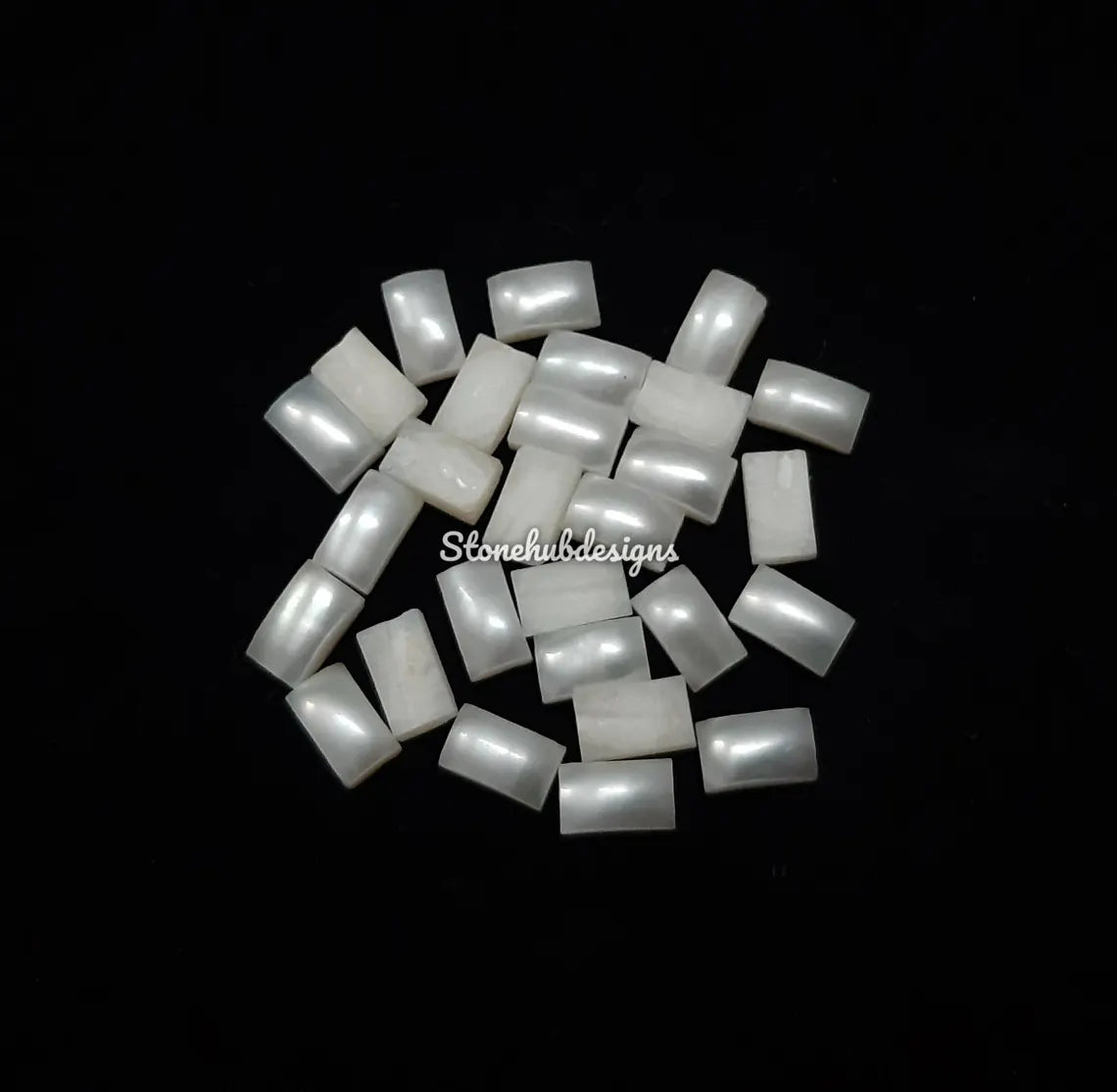 3x5MM, 4x6MM Natural Fresh Water White Pearl Octagon Cabochon Gemstone, AAA White Pearl Octagon Cabochon Loose stone For Jewelry