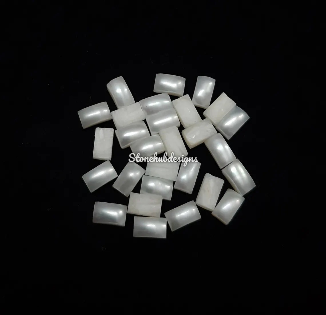 3x5MM, 4x6MM Natural Fresh Water White Pearl Octagon Cabochon Gemstone, AAA White Pearl Octagon Cabochon Loose stone For Jewelry