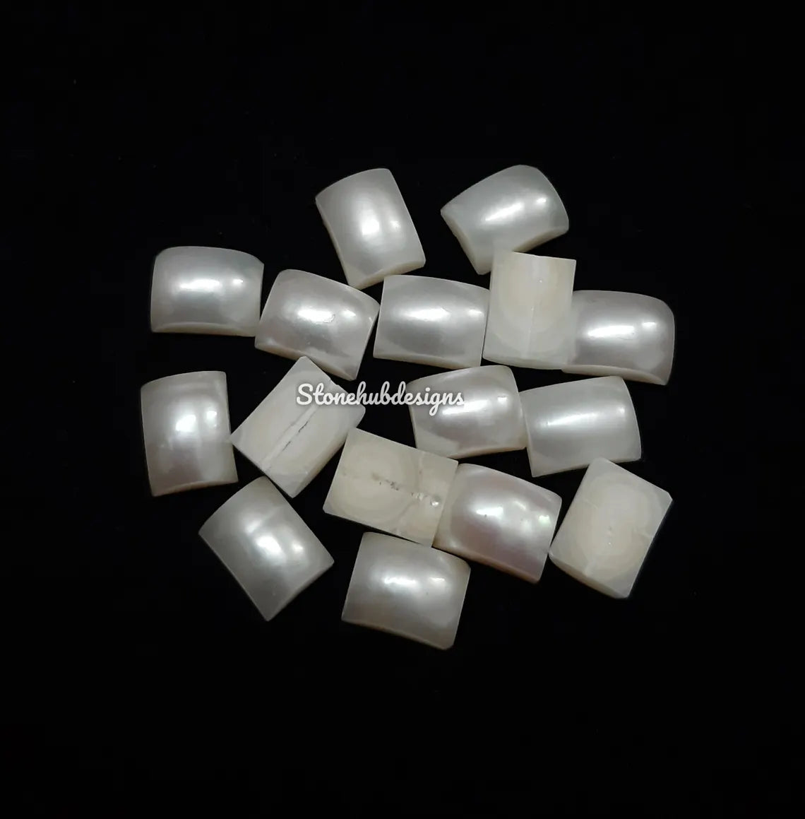 5x7MM, 6x8MM Natural Fresh Water White Pearl Octagon Cabochon Gemstone, AAA White Pearl Octagon Cabochon Loose stone For Jewelry