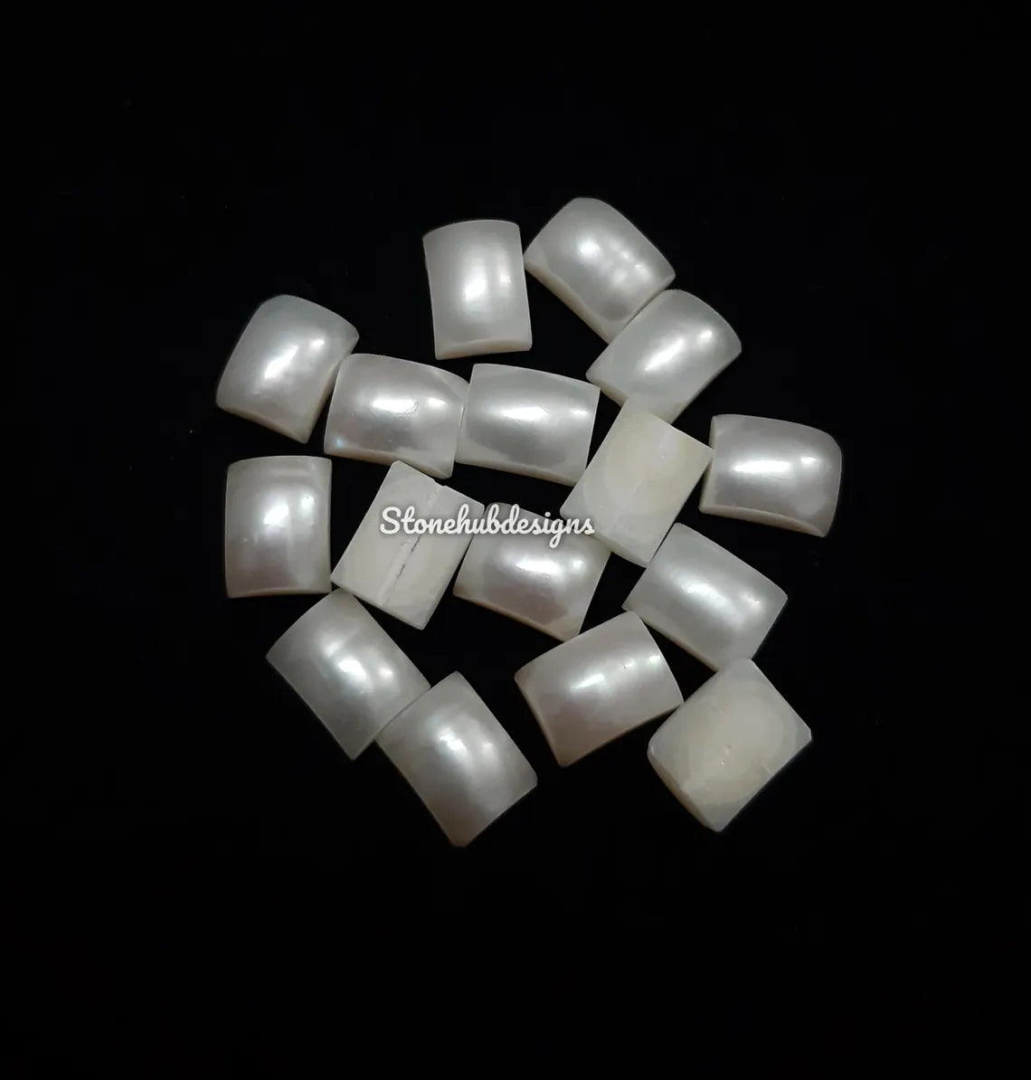 5x7MM, 6x8MM Natural Fresh Water White Pearl Octagon Cabochon Gemstone, AAA White Pearl Octagon Cabochon Loose stone For Jewelry