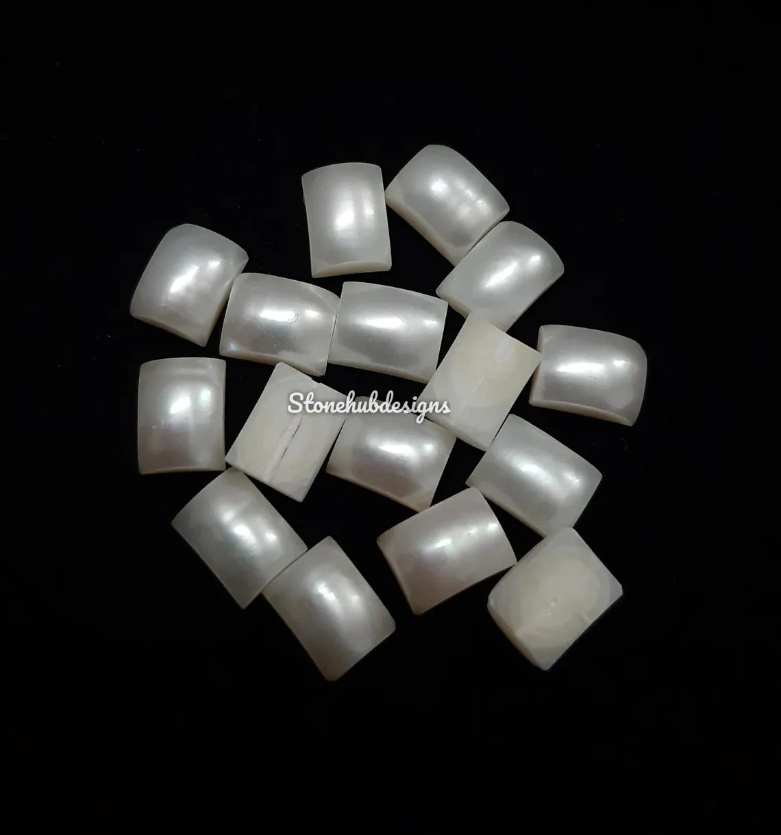5x7MM, 6x8MM Natural Fresh Water White Pearl Octagon Cabochon Gemstone, AAA White Pearl Octagon Cabochon Loose stone For Jewelry