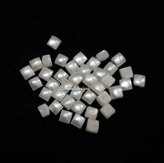 3MM, 4MM Natural Fresh Water White Pearl Square Cabochon Gemstone, AAA White Pearl Square Flat back Cabochon Loose Stone For Jewelry
