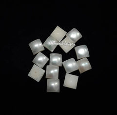 5MM, 6MM Natural Fresh Water White Pearl Square Cabochon Gemstone, AAA White Pearl Square Flat back Cabochon Loose Stone For Jewelry