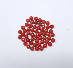3MM, 3.50MM Natural Coral Round Cabochon Gemstone, AAA Italian Coral Smooth Round Flat back Cabochon Gemstone For Jewelry
