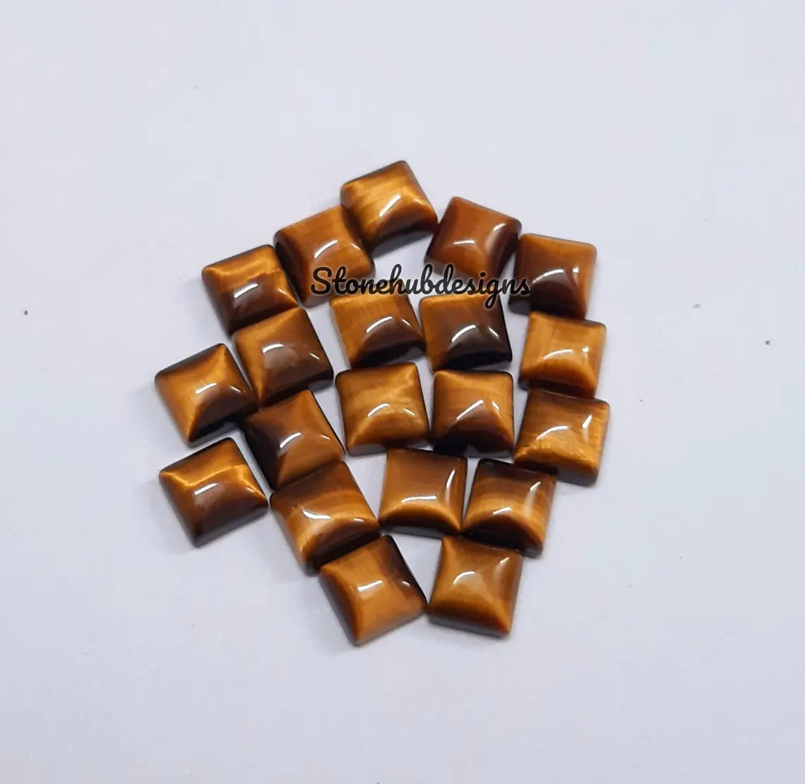 4MM, 5MM, 6MM Natural Tiger Eye Cabochon Square Gemstone, AAA TIGER Eye Smooth Square Cabochon Loose Gemstone For Jewelry
