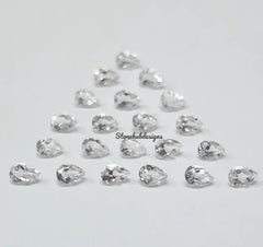 2x3MM, 3x4MM Natural White Topaz Faceted Pear Cut Gemstone, AAA White Topaz Faceted Pear Loose Calibrated Cut Gemstone for jewelry