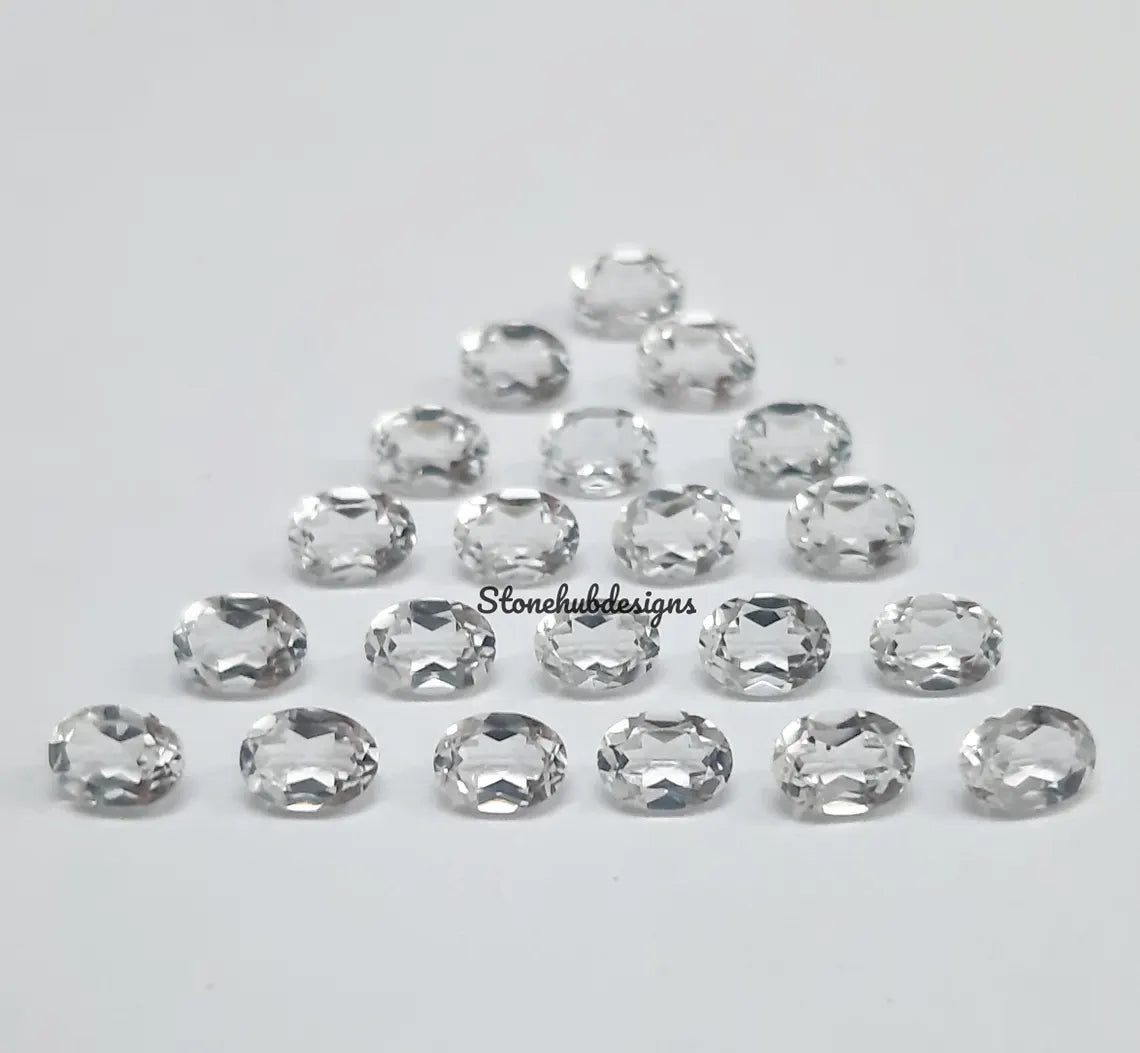 2x3MM, 3x4MM Natural White Topaz Faceted Oval Cut Gemstone, AAA White Topaz faceted Oval Loose Calibrated Cut Gemstone for jewelry