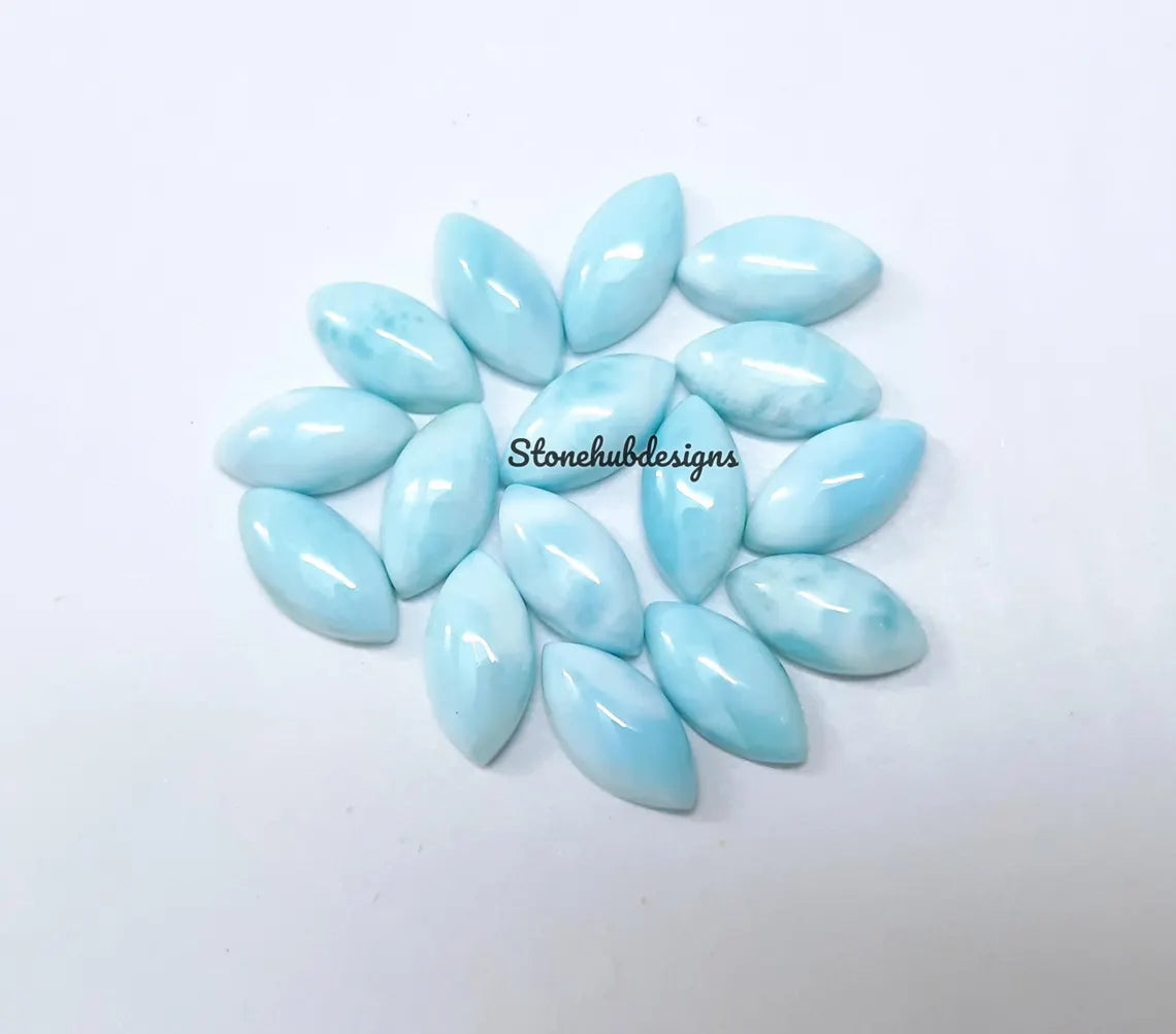3x6MM, 4x8MM, 5x10MM, 6x12MM Natural Larimar Marquise Cabochon Gemstone, AAA larimar Smooth Marquise Cabs Flat Back Gemstone for jewelry