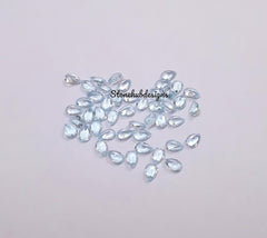 2x3MM, 3x4MM Natural Sky Blue Topaz Faceted Pear Cut Gemstone, AAA Sky Topaz Faceted Pear Loose Calibrated Cut Gemstone For Jewelry