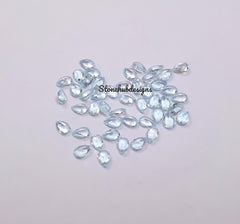 2x3MM, 3x4MM Natural Sky Blue Topaz Faceted Pear Cut Gemstone, AAA Sky Topaz Faceted Pear Loose Calibrated Cut Gemstone For Jewelry
