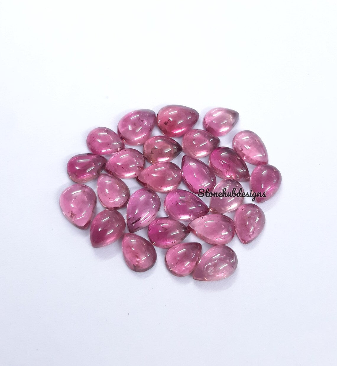 6x8MM, 6x9MM, 7x9MM, 7x10MM, 8x10MM Natural AAA Light Pink Tourmaline Smooth Pear Loose Calibrated Flat Back Cabochon Gemstone for jewelry