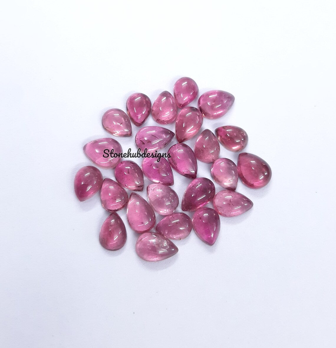 6x8MM, 6x9MM, 7x9MM, 7x10MM, 8x10MM Natural AAA Light Pink Tourmaline Smooth Pear Loose Calibrated Flat Back Cabochon Gemstone for jewelry