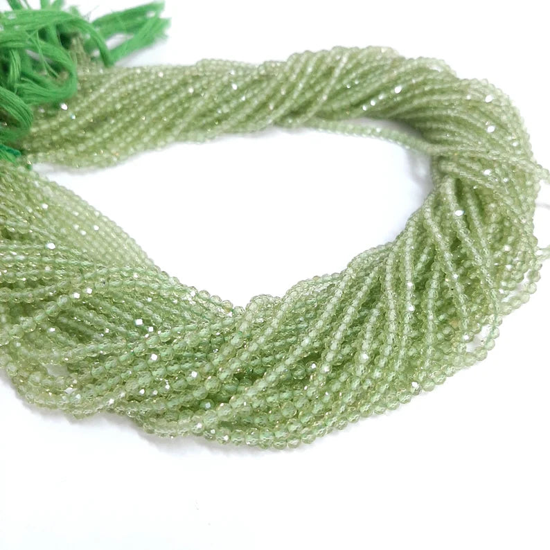 2-2.50MM Natural Peridot faceted Rondelle Micro Cut beads, AAA Quality Peridot Beads For Jewelry Making