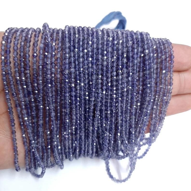 2-2.50MM Natural Iolite Micro cut Faceted Rondelle Beads, AAA Quality Blue Iolite Rondelle Faceted Bead For Jewelry