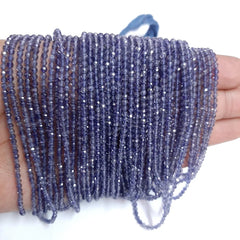 2-2.50MM Natural Iolite Micro cut Faceted Rondelle Beads, AAA Quality Blue Iolite Rondelle Faceted Bead For Jewelry
