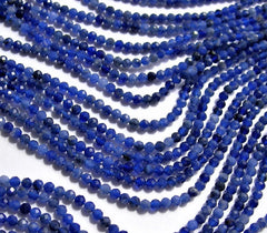 2-2.50MM Natural Sodalite Faceted Micro Cut Rondelle Beads, AAA Quality Sodalite Gemstone 13 inch strand for Jewelry Making
