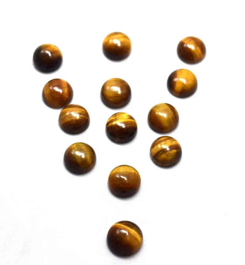 3MM, 4MM, 5MM, 6MM Natural Tiger Eye Cabochon Round Gemstone, AAA TIGER Eye Smooth Round Cabochon Loose Gemstone For Jewelry