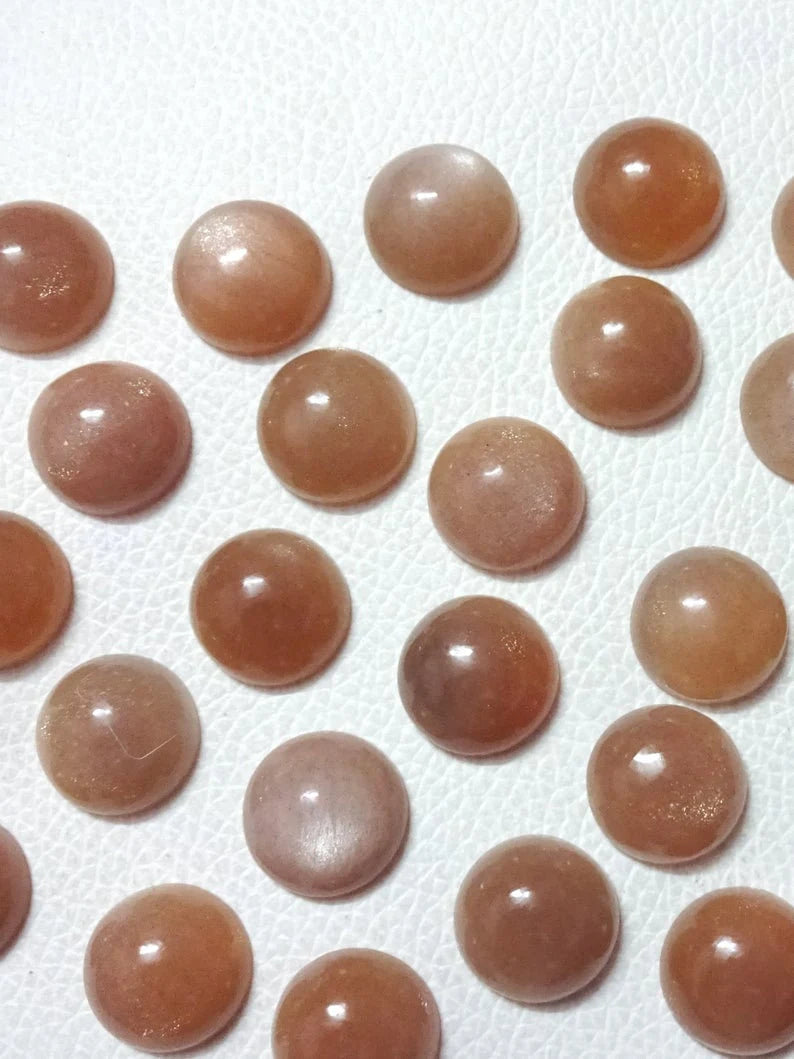 6MM, 7MM, 8MM Natural PEACH MOONSTONE Cabochon Round Stone, Superb Moon Flash have lots of gorgeous AAA Quality beautiful Chocolate color
