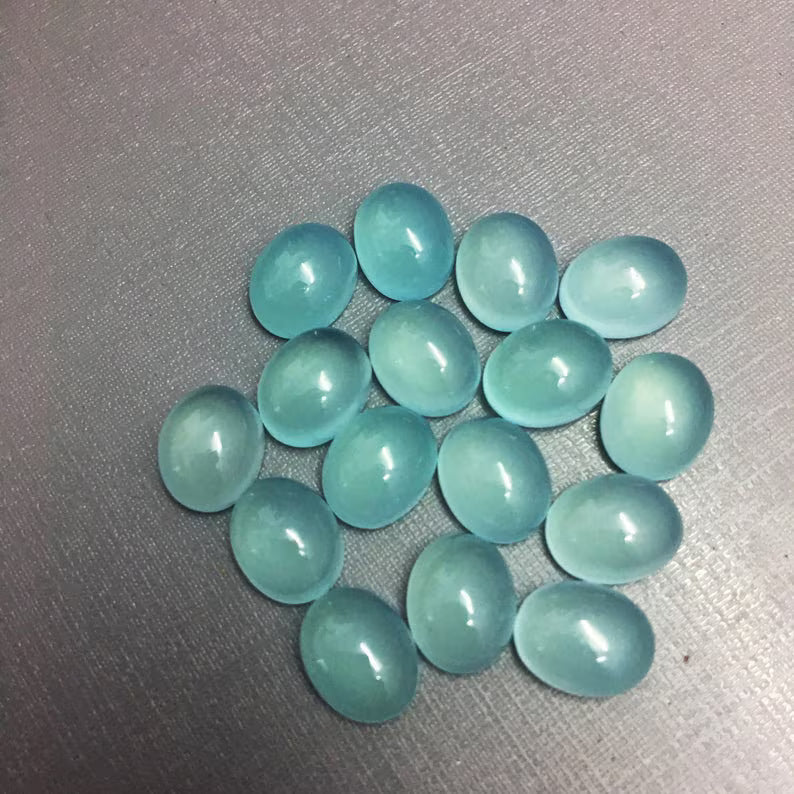 3x5MM, 4x6MM, 5x7MM, 6x8MM Aqua Chalcedony Oval Cabochon | AAA Aqua Chalcedony, Oval Cabochon | Chalcedony Cabs