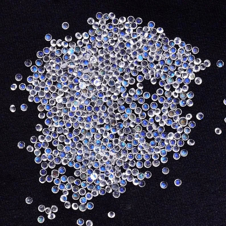 2MM, 2.50MM Natural Moonstone Faceted Round Loose Gemstone, AAA Blue Flash Moonstone Faceted Round Loose Calibrated Gemstone for Jewelry