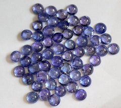5MM, 6MM Natural Tanzanite Round Cabochon Gemstone, Tanzanite Round flat back Gemstones, Tanzanite Smooth Round For Jewelry
