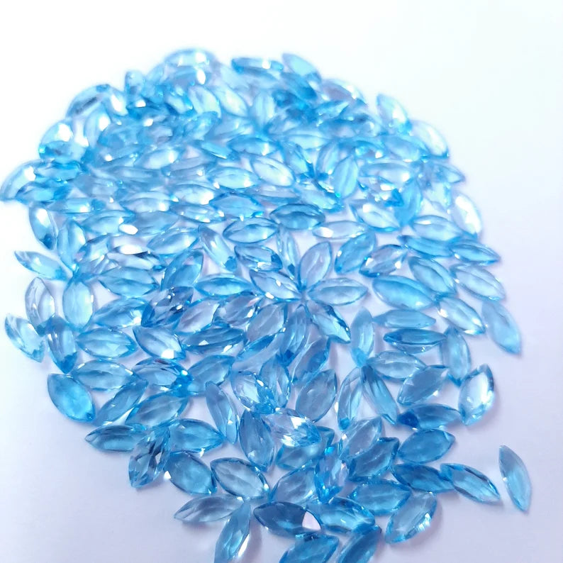 Natural Swiss Blue Topaz Faceted Marquise Cut Gemstone, AAA Swiss Topaz faceted Marquise Cut Calibrated loose Gemstone For Jewelry